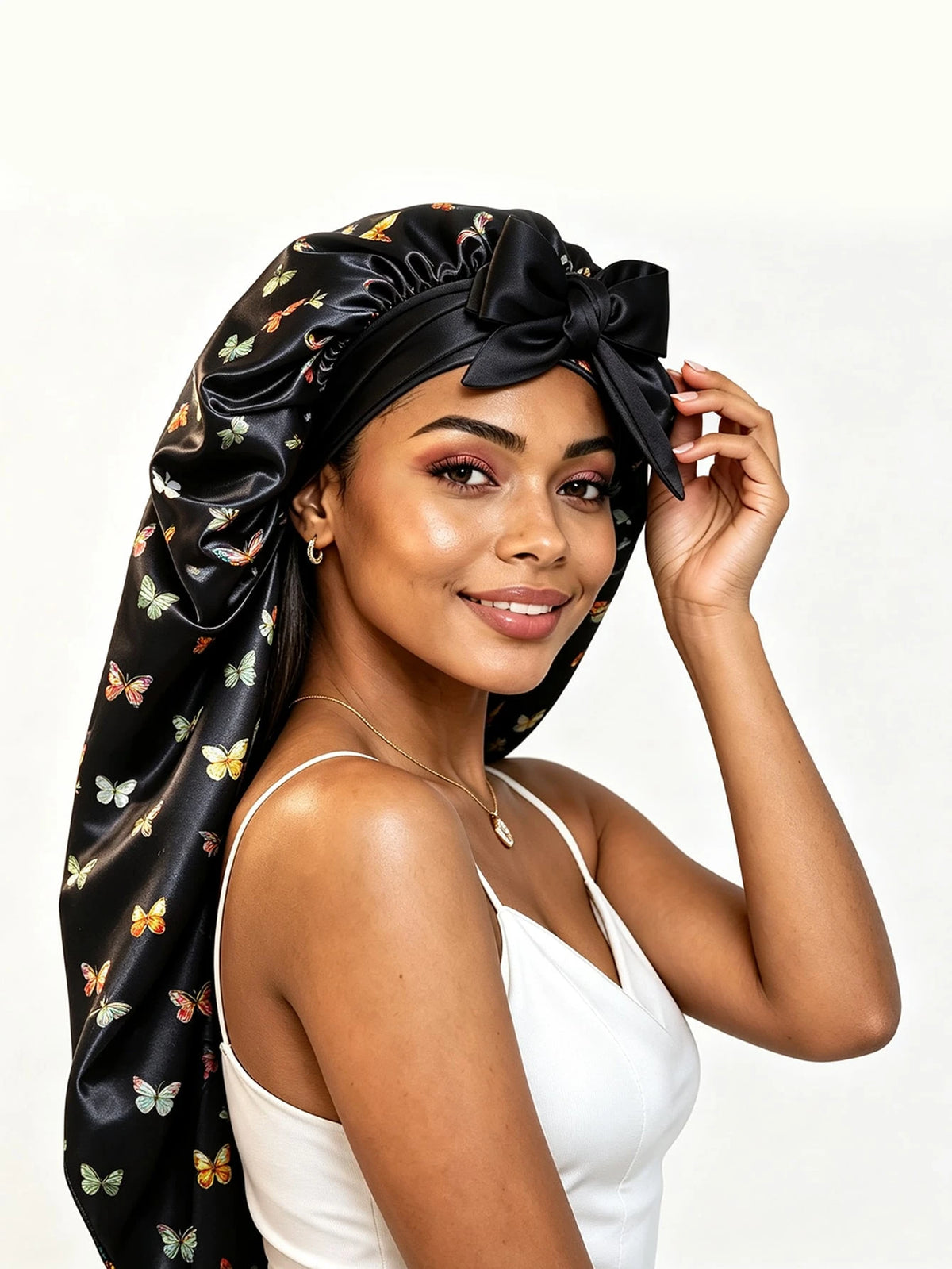 1pc Long Satin Silk Sleep Cap, Suitable For Long Hair Braiding, Reusable Adjustable Women's Hair Protection Sleep Cap