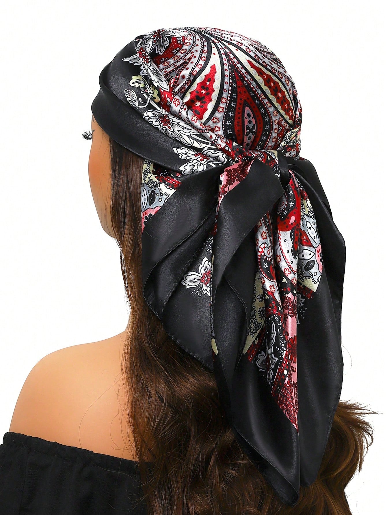 1pc Luxurious Sunscreen Scarf, Fashionable 90cm*90cm Square Neck Scarf, Printed Shawls & Wraps For Women, Suitable For All Seasons For Dress
