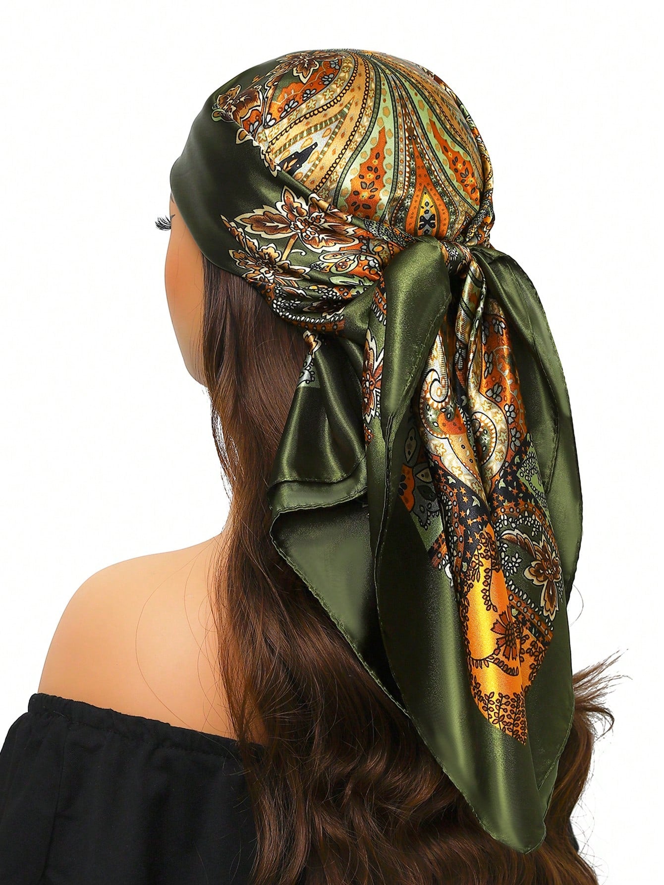 1pc Luxurious Sunscreen Scarf, Fashionable 90cm*90cm Square Neck Scarf, Printed Shawls & Wraps For Women, Suitable For All Seasons For Dress
