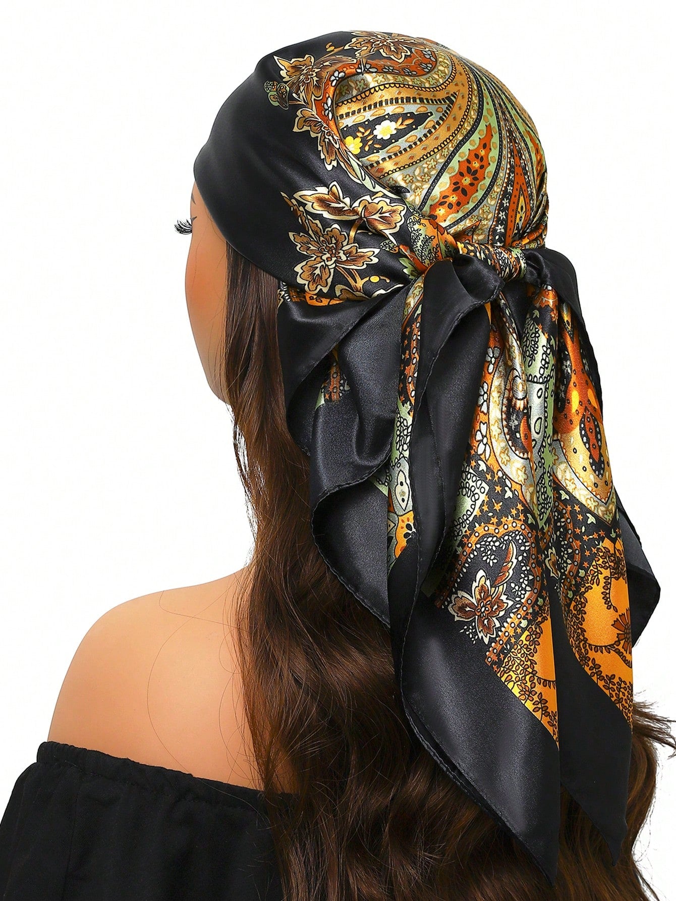 1pc Luxurious Sunscreen Scarf, Fashionable 90cm*90cm Square Neck Scarf, Printed Shawls & Wraps For Women, Suitable For All Seasons For Dress