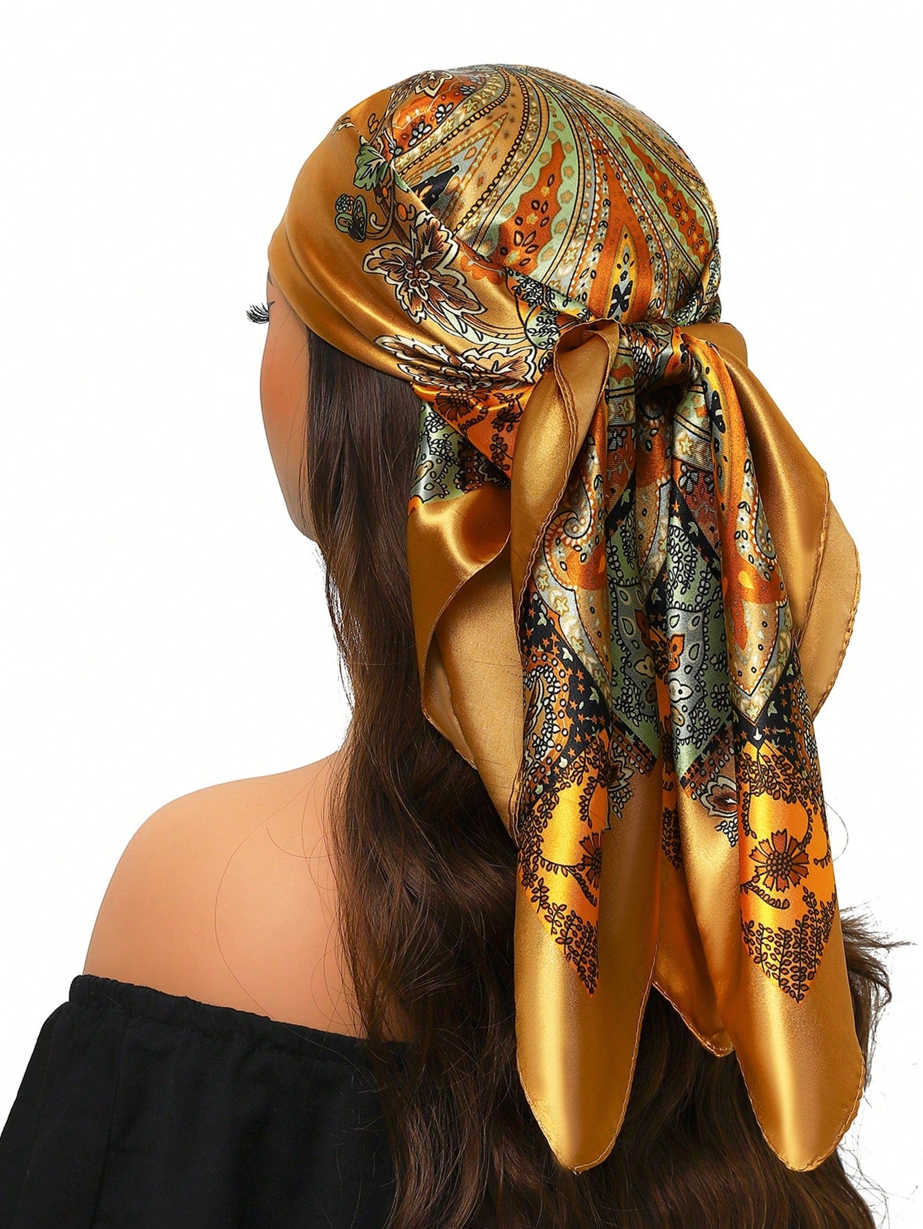 1pc Luxurious Sunscreen Scarf, Fashionable 90cm*90cm Square Neck Scarf, Printed Shawls & Wraps For Women, Suitable For All Seasons For Dress