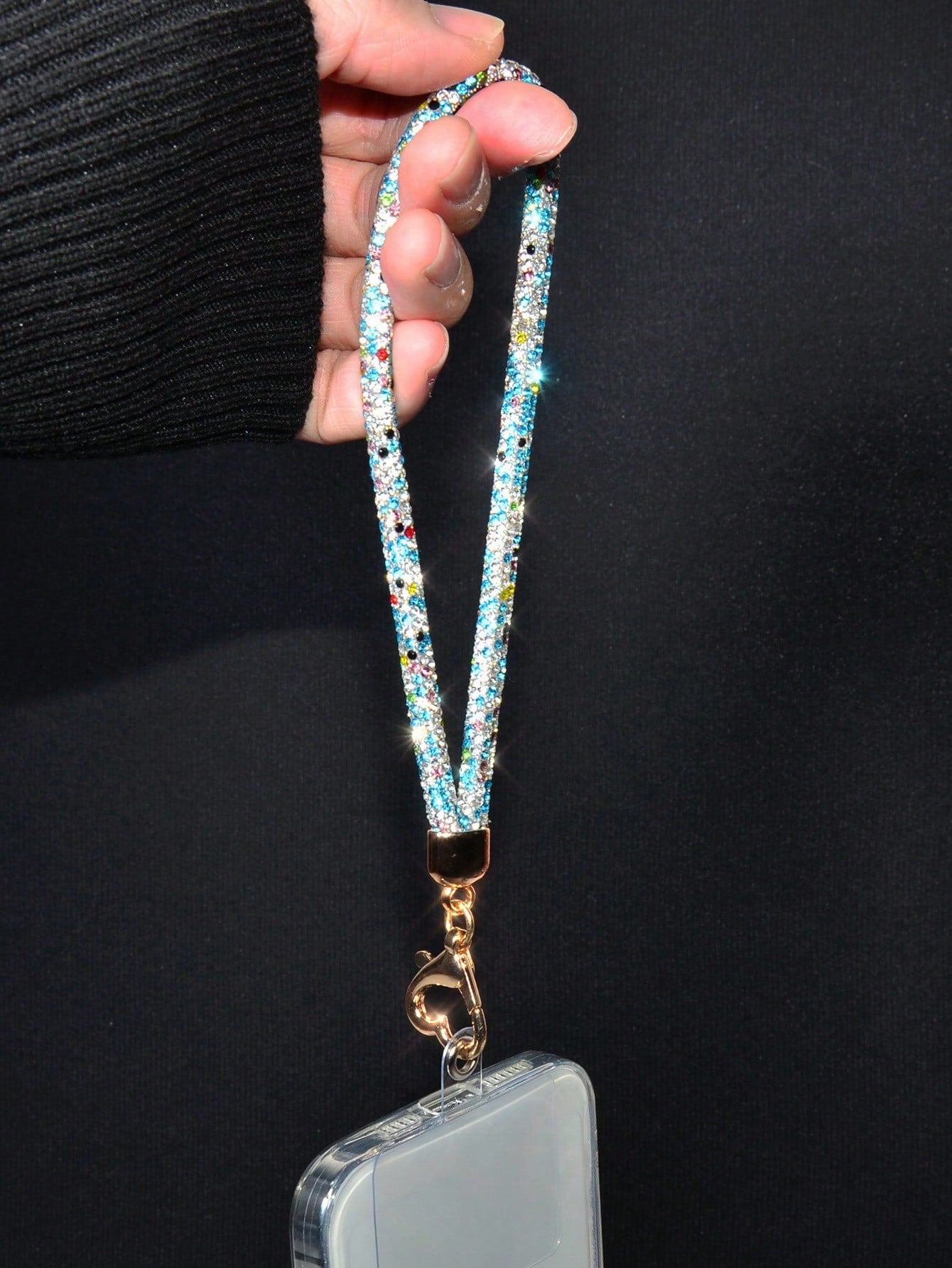 1pc Luxury Rhinestone Bling Phone Wrist Lanyard With Metal Heart Clasp, Elegant Sparkling Keychain Bag Charm Chain For Women Compatible With Android And Most Smartphone,Gifts For Mother, Family, Frien
