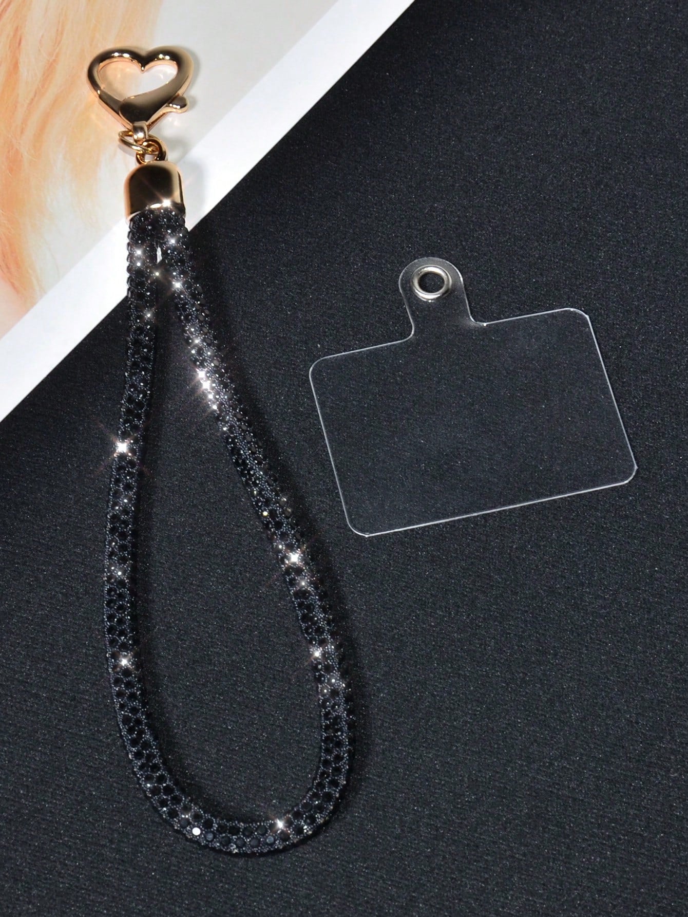 1pc Luxury Rhinestone Bling Phone Wrist Lanyard With Metal Heart Clasp, Elegant Sparkling Keychain Bag Charm Chain For Women Compatible With Android And Most Smartphone,Gifts For Mother, Family, Frien
