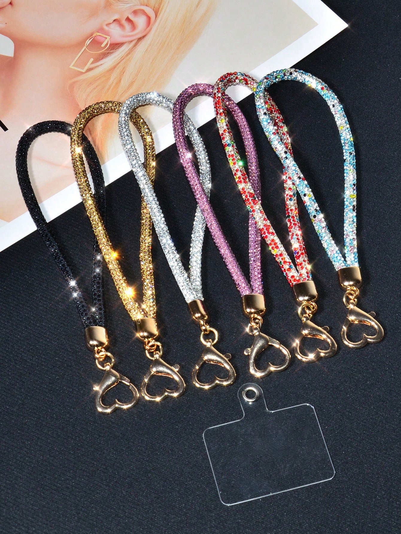 1pc Luxury Rhinestone Bling Phone Wrist Lanyard With Metal Heart Clasp, Elegant Sparkling Keychain Bag Charm Chain For Women Compatible With Android And Most Smartphone,Gifts For Mother, Family, Frien