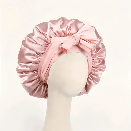 1PC Luxury Satin Silk Sleep Cap With Bow Tie, Soft Lightweight Hair Bonnet For Curly, Braided And Natural Hair, Multiple Colors, Night Hair Care