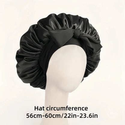 1PC Luxury Satin Silk Sleep Cap With Bow Tie, Soft Lightweight Hair Bonnet For Curly, Braided And Natural Hair, Multiple Colors, Night Hair Care