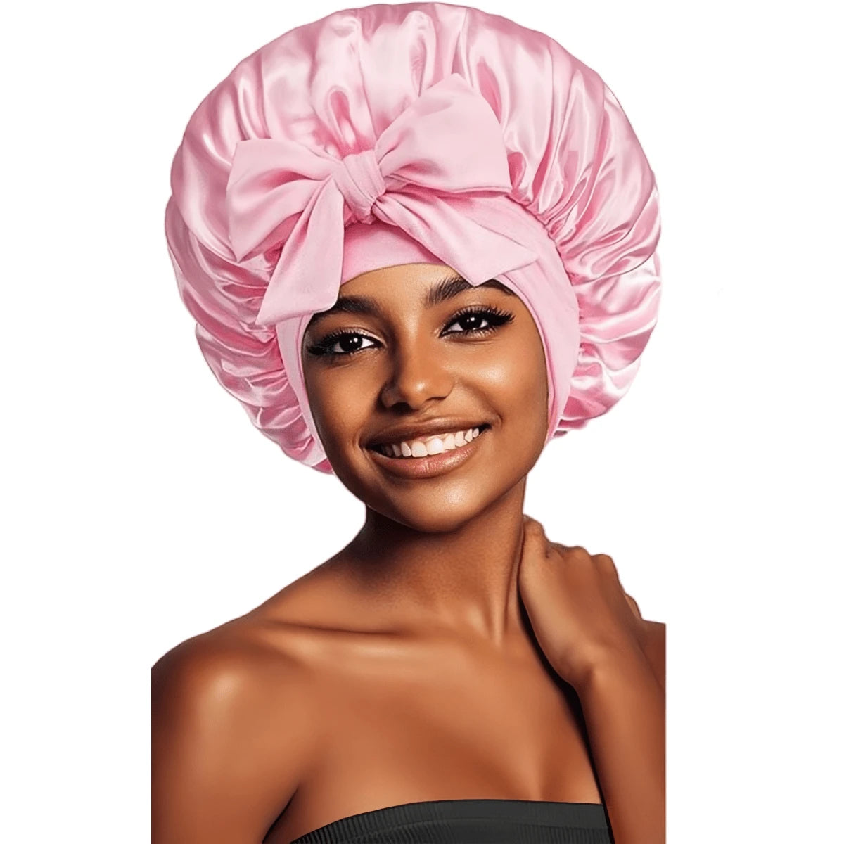 1PC Luxury Satin Silk Sleep Cap With Bow Tie, Soft Lightweight Hair Bonnet For Curly, Braided And Natural Hair, Multiple Colors, Night Hair Care