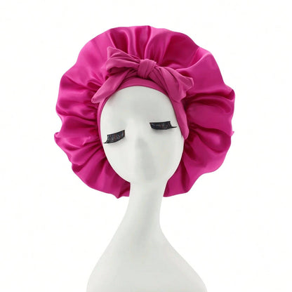 1pc Luxury Silk Sleep Cap With Adjustable Bow- Lightweight Hair Protection Cap, Suitable For Curly/Braided/Natural Hair, Multiple Colors Available, Essential Nighttime Hair Care Item, Soft And Comfor