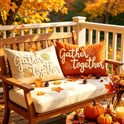 1pc Maple Leaf Embroidered Thanksgiving & Halloween Pillowcase, Decorative Autumn Harvest Pumpkin Pillow Cover
