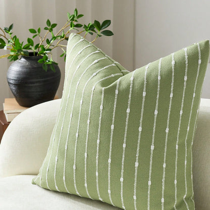 1pc Matcha Green (Without Filler) Decorative Jacquard Velvet Cushion Cover, Comfortable Modern Striped Texture Pillow Sham, Suitable For Sofa, Bedroom, Living Room, Showroom, Applicable For Spring, Su