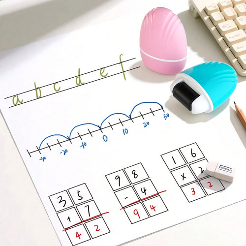 1pc Math Correction Roller Stamp, One-Click Editing, Student Math Practice Essential, Efficient & Portable, Stamp Letters, Numbers, Grids, Lines, Division Marks, Quick Editing & Practice, Perfect Teac