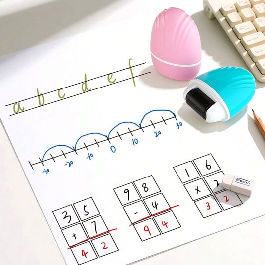1pc Math Correction Roller Stamp, One-Click Editing, Student Math Practice Essential, Efficient & Portable, Stamp Letters, Numbers, Grids, Lines, Division Marks, Quick Editing & Practice, Perfect Teac