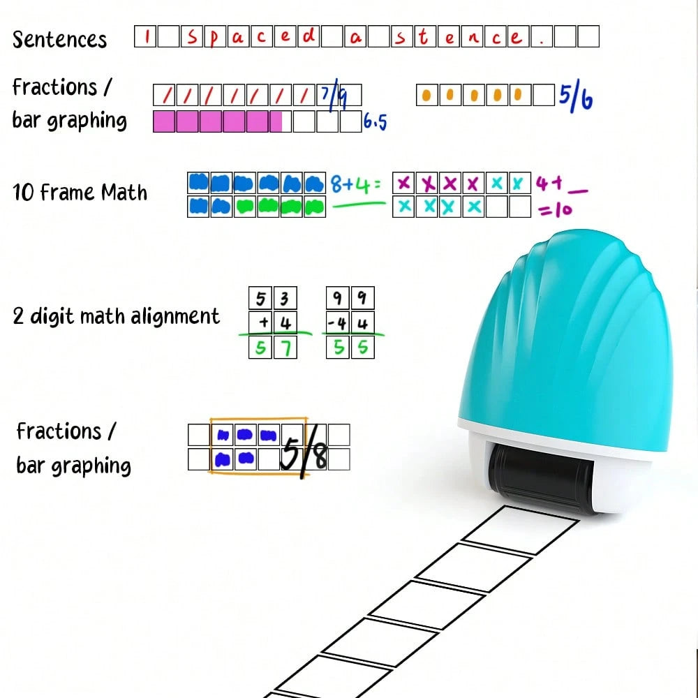 1pc Math Correction Roller Stamp, One-Click Editing, Student Math Practice Essential, Efficient & Portable, Stamp Letters, Numbers, Grids, Lines, Division Marks, Quick Editing & Practice, Perfect Teac