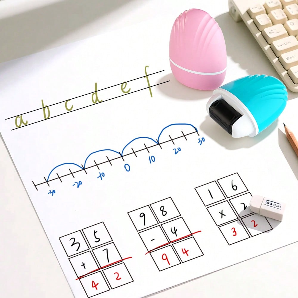 1pc Math Correction Roller Stamp, One-Click Editing, Student Math Practice Essential, Efficient & Portable, Stamp Letters, Numbers, Grids, Lines, Division Marks, Quick Editing & Practice, Perfect Teac