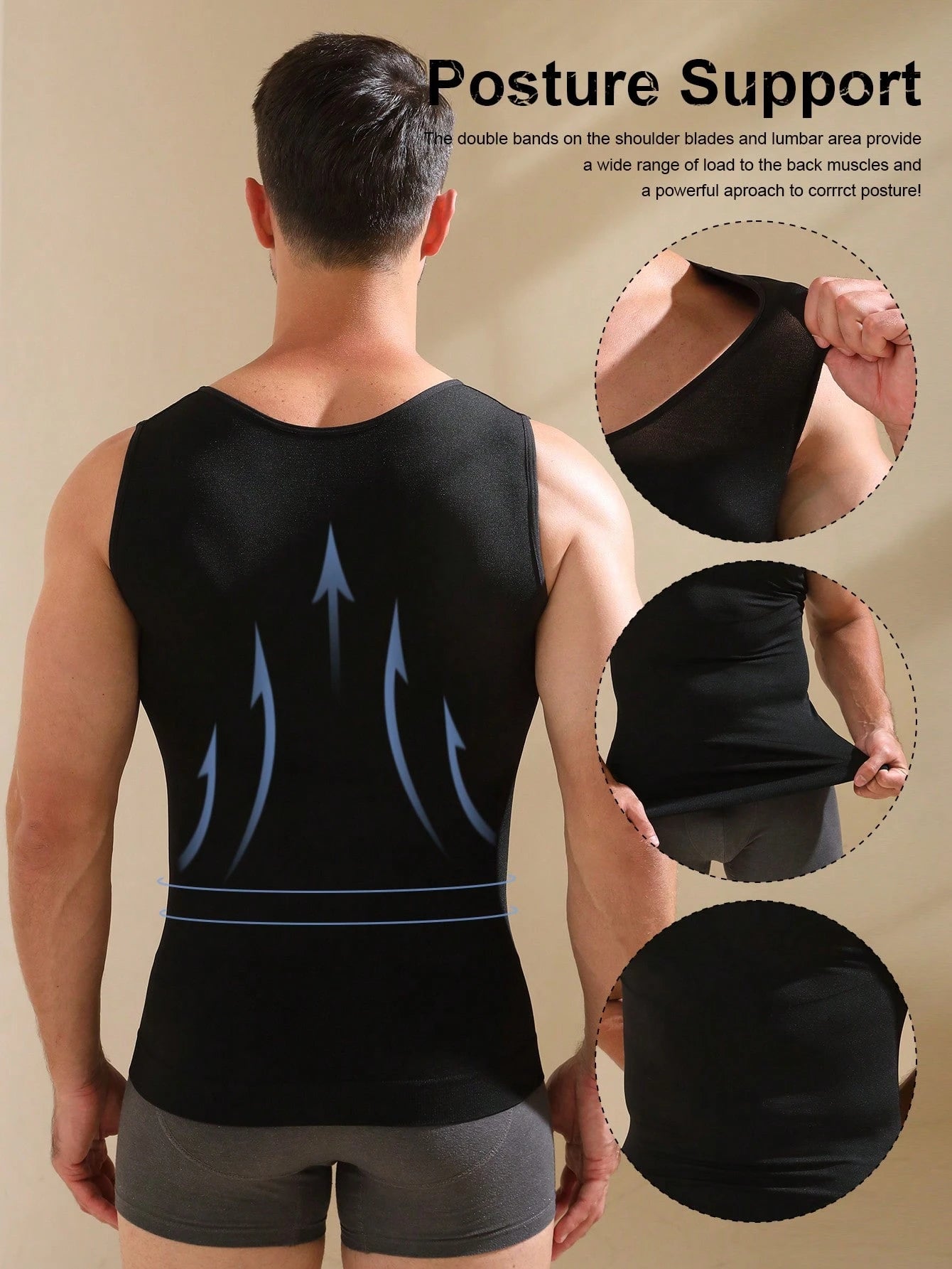 1pc Men's Athletic Compression Sleeveless Shirt, Breathable Strengthening Chest And Abdomen Under Base Layer
