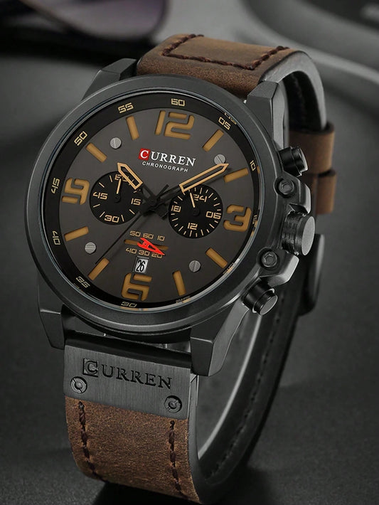 1pc Men's Fashion Business Luxury Sport Luminous Quartz Watch, Classic Minimalist Casual Mechanical Automatic Watch, Suitable For Easter, Halloween, Christmas, Father's Day, Back To School, Student, B