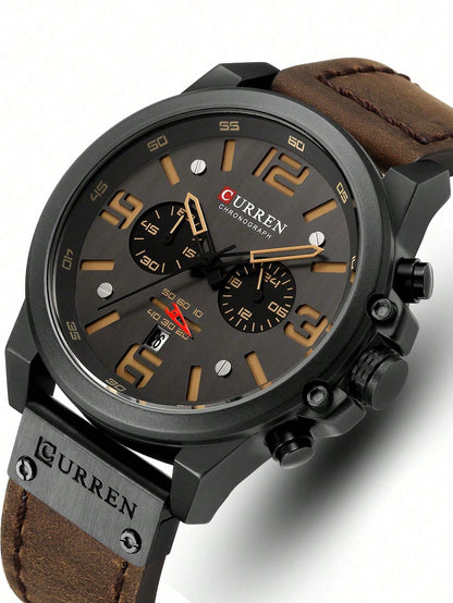 1pc Men's Fashion Business Luxury Sport Luminous Quartz Watch, Classic Minimalist Casual Mechanical Automatic Watch, Suitable For Easter, Halloween, Christmas, Father's Day, Back To School, Student, B