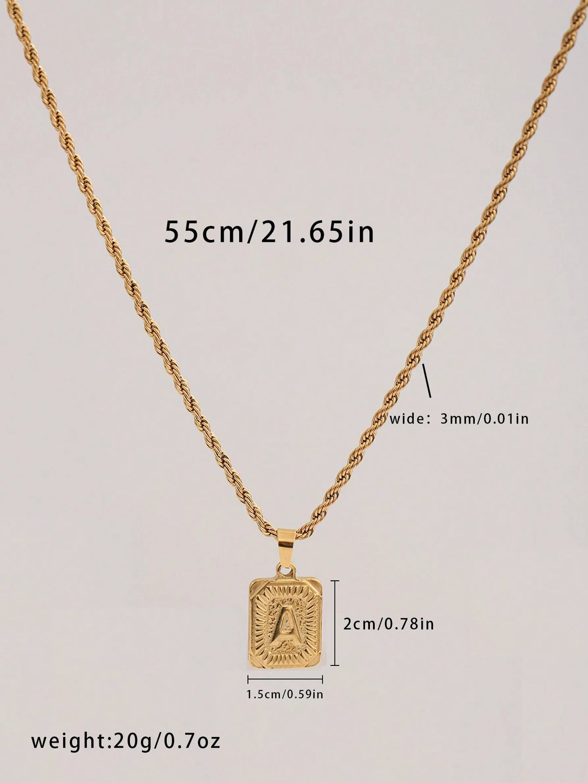 1pc Men's Stainless Steel Gold Chain Necklace With Square Letter Pendant, A-Z Letter Jewelry