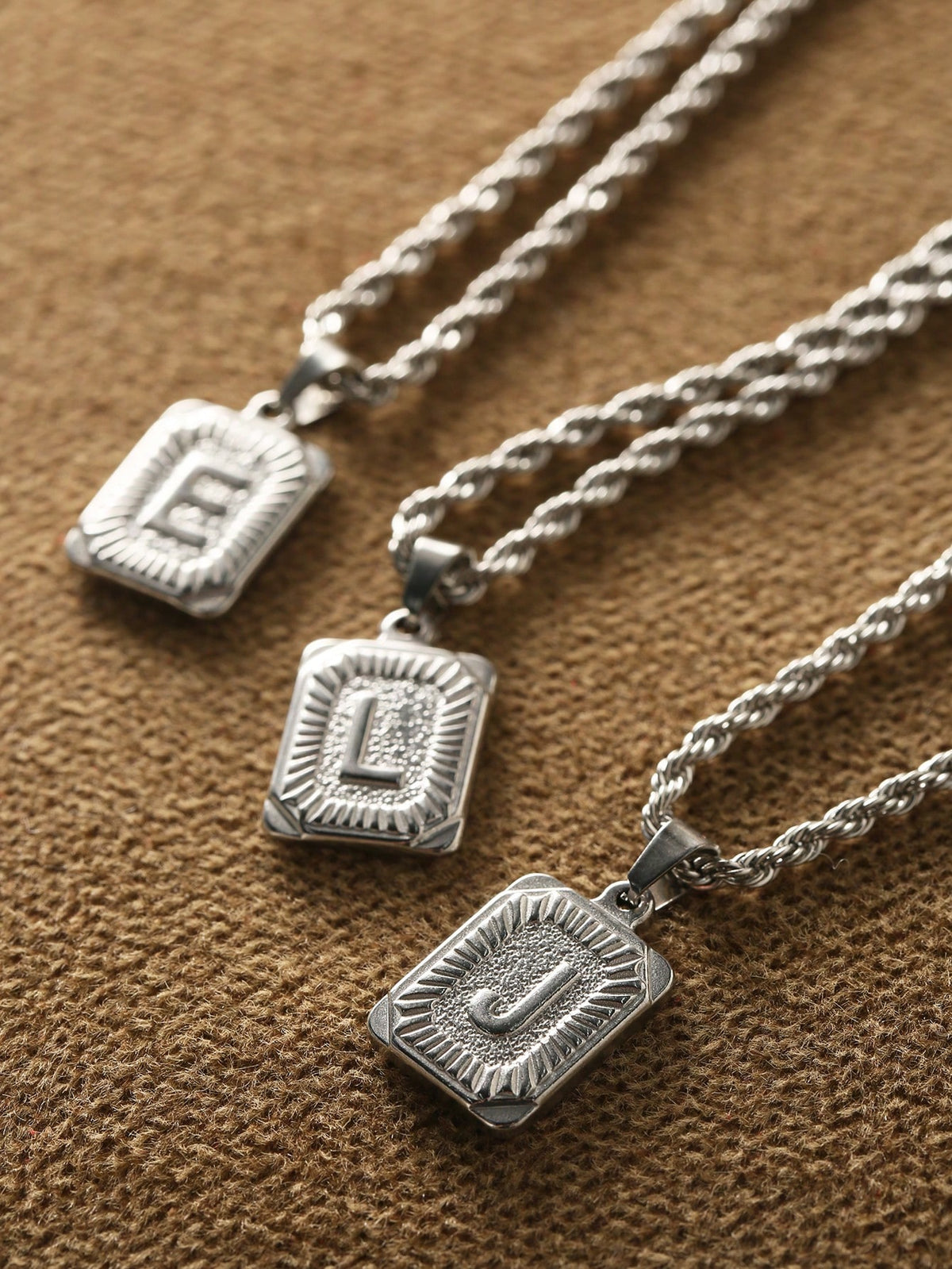 1pc Men's Stainless Steel Gold Chain Necklace With Square Letter Pendant, A-Z Letter Jewelry