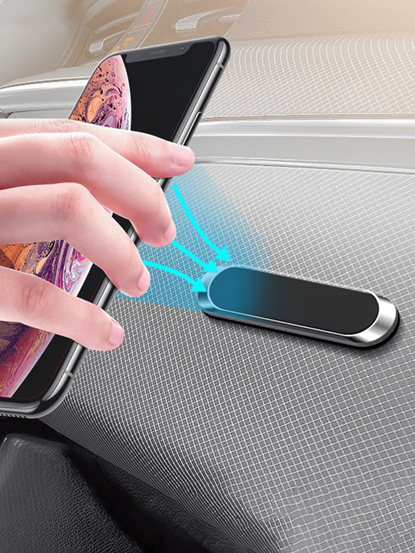 1pc Metal Round Mini Magnetic Phone Holder, Multifunctional Car Phone Navigation Mount, Compatible With IPhone And Android Phones, Dashboard Mount, Birthday Gift, Suitable For Family And Friends Car A