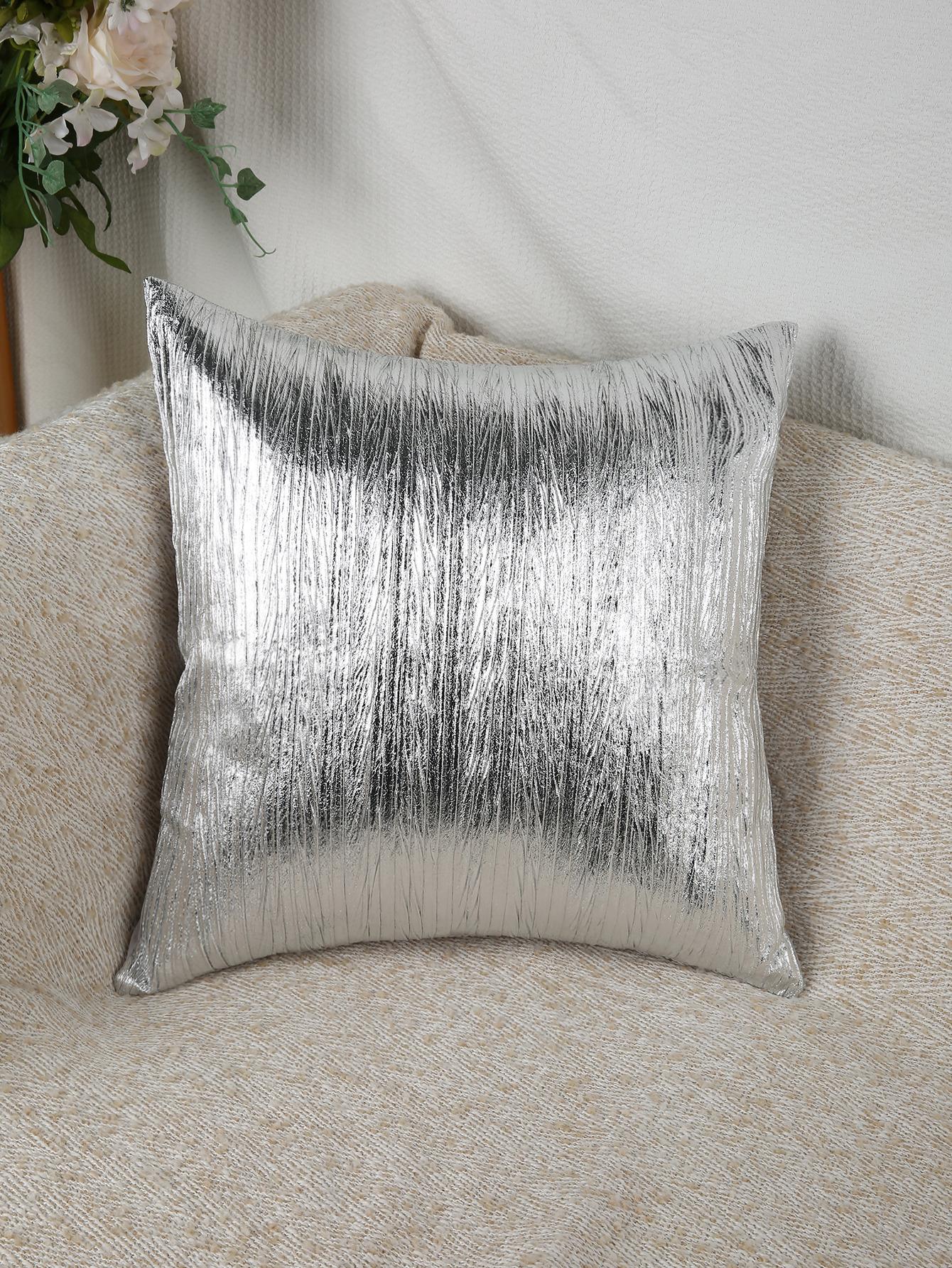 1pc Metallic Cushion Cover Without Filler, Modern Fabric Decorative Throw Pillow Case For Living Room, Home Decor