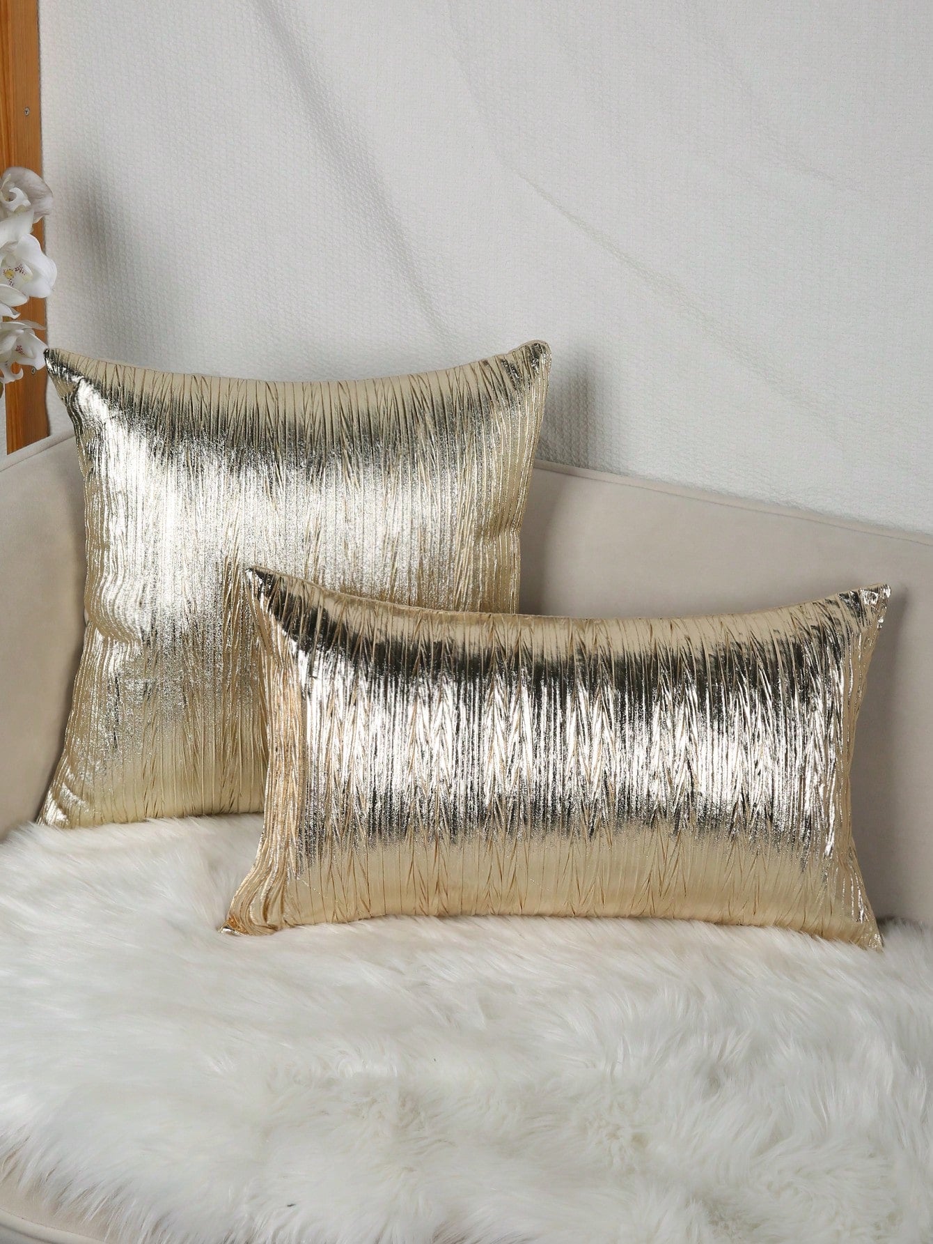 1pc Metallic Cushion Cover Without Filler, Modern Fabric Decorative Throw Pillow Case For Living Room, Home Decor