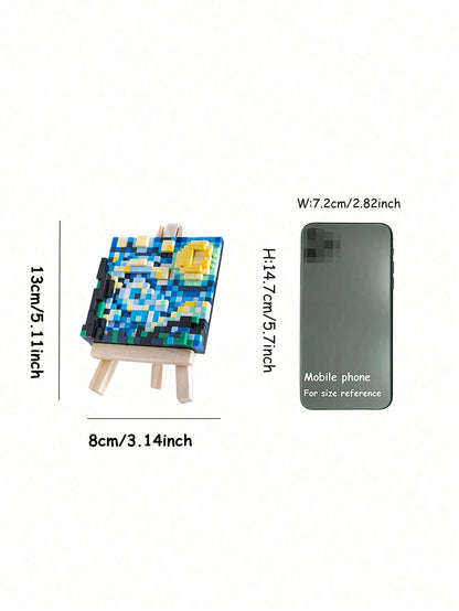 1pc Micro Particle Famous Painting Building Blocks, DIY Cute Famous Painting, Desktop Decoration, Painting Building Blocks, Mini Building Blocks, Multi-Functional And Original Gift Idea, Stocking Fill