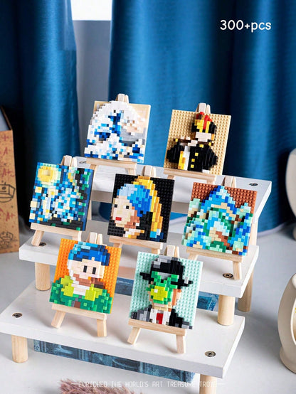 1pc Micro Particle Famous Painting Building Blocks, DIY Cute Famous Painting, Desktop Decoration, Painting Building Blocks, Mini Building Blocks, Multi-Functional And Original Gift Idea, Stocking Fill