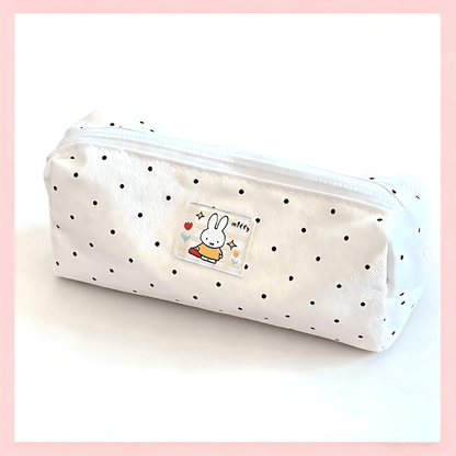 1PC Miffy Polka Dot Canvas Clutch Pouch, Cute Stationery/Makeup/Sundries Storage Bag, Perfect Gift For Birthday, Valentine's Day, Back To School(No Pendant)