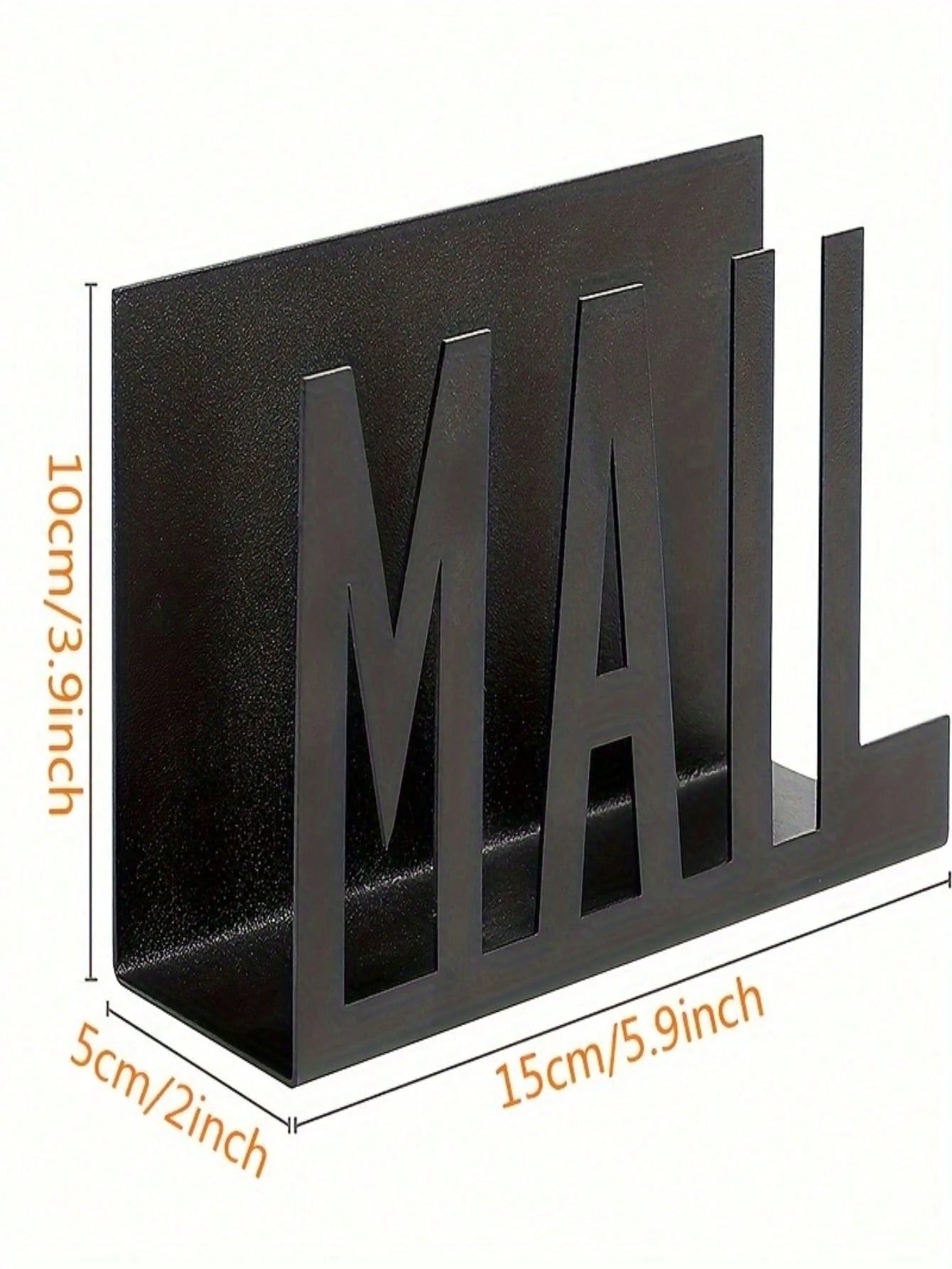 1pc Modern Black Metal Mail Organizer- Hollow Letter Design, Desktop File & Envelope Holder, Home Or Office Decor