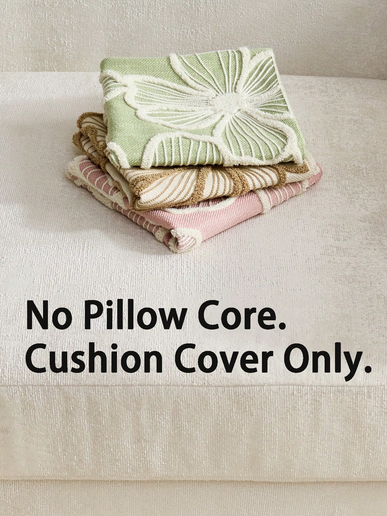 1pc Modern Minimalist Beige Floral Embroidered Throw Pillow Cover, Spring/Summer Floral Cushion Cover, Suitable For Indoor Decor, All Season Pillow Cover, Pillow Insert Not Included