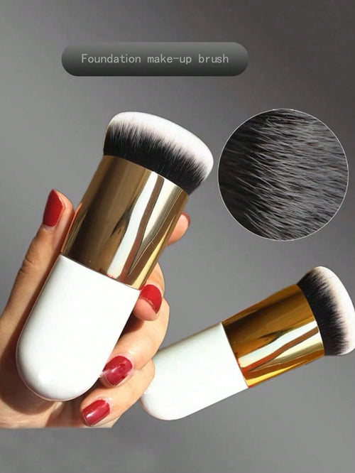 1pc Multi-Functional Cosmetic Palm Brush With Unscented Polyester Bristle & ABS Plastic Handle, Fit For Normal Skin, Multipurpose For Foundation Concealer Blush Highlighter Contour Bronzer Powder, Por