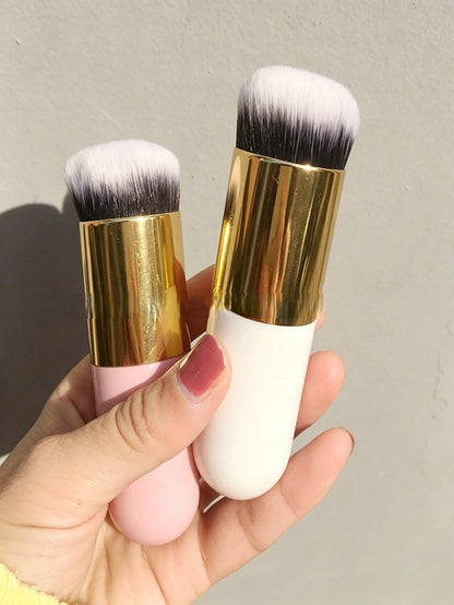 1pc Multi-Functional Cosmetic Palm Brush With Unscented Polyester Bristle & ABS Plastic Handle, Fit For Normal Skin, Multipurpose For Foundation Concealer Blush Highlighter Contour Bronzer Powder, Por