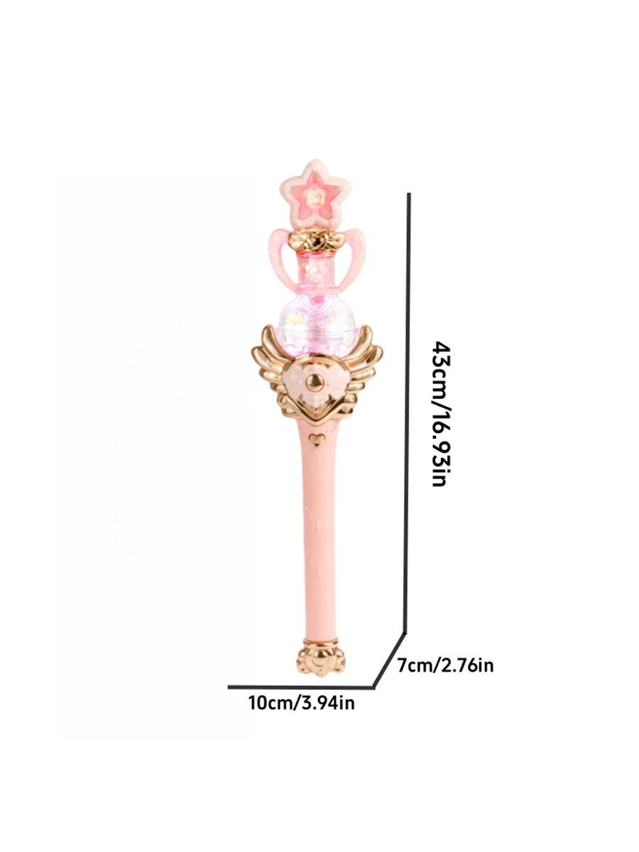1pc Music Magic Star Wand Toy, Electric Rotating Lighting Fairy Wand For Girls, Dreamy Star Design Kids Toy, Perfect Gift For Girl Birthday Party, Performances- (Batteries Not Included)