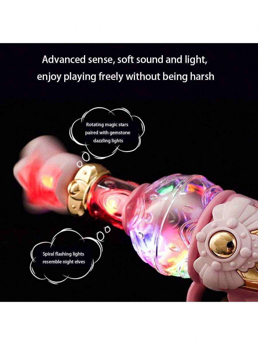 1pc Music Magic Star Wand Toy, Electric Rotating Lighting Fairy Wand For Girls, Dreamy Star Design Kids Toy, Perfect Gift For Girl Birthday Party, Performances- (Batteries Not Included)