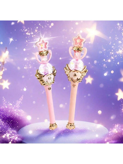 1pc Music Magic Star Wand Toy, Electric Rotating Lighting Fairy Wand For Girls, Dreamy Star Design Kids Toy, Perfect Gift For Girl Birthday Party, Performances- (Batteries Not Included)