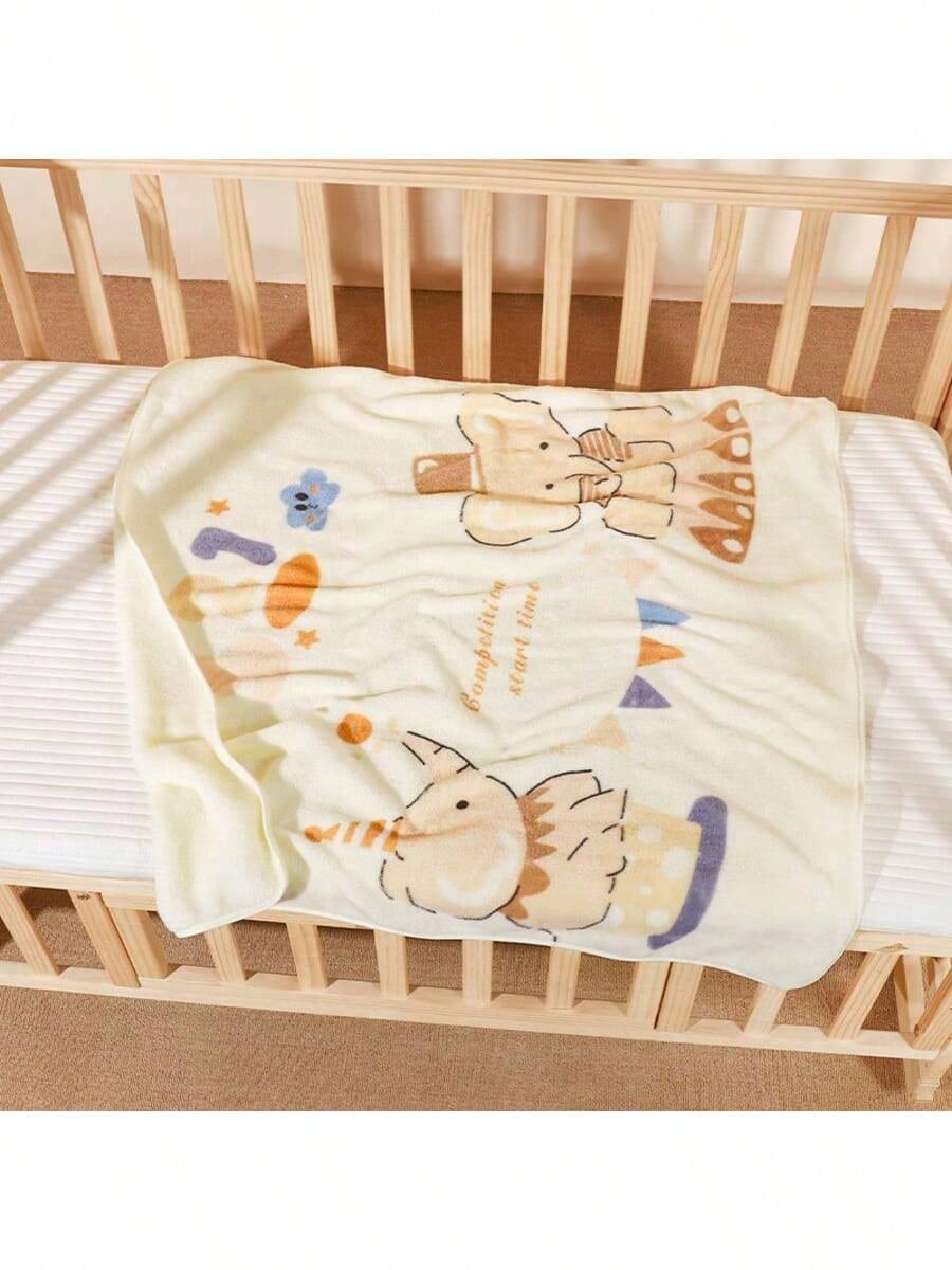 1pc Newborn Baby Blanket, Soft Infant Blanket Printed With Cute Cartoon Bear And Starfish Patterns- Comfortable Baby Swaddle, Machine Washable, Multiple Colors Available, Multifunctional Nursery Deco
