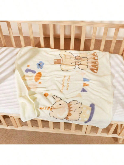 1pc Newborn Baby Blanket, Soft Infant Blanket Printed With Cute Cartoon Bear And Starfish Patterns- Comfortable Baby Swaddle, Machine Washable, Multiple Colors Available, Multifunctional Nursery Deco