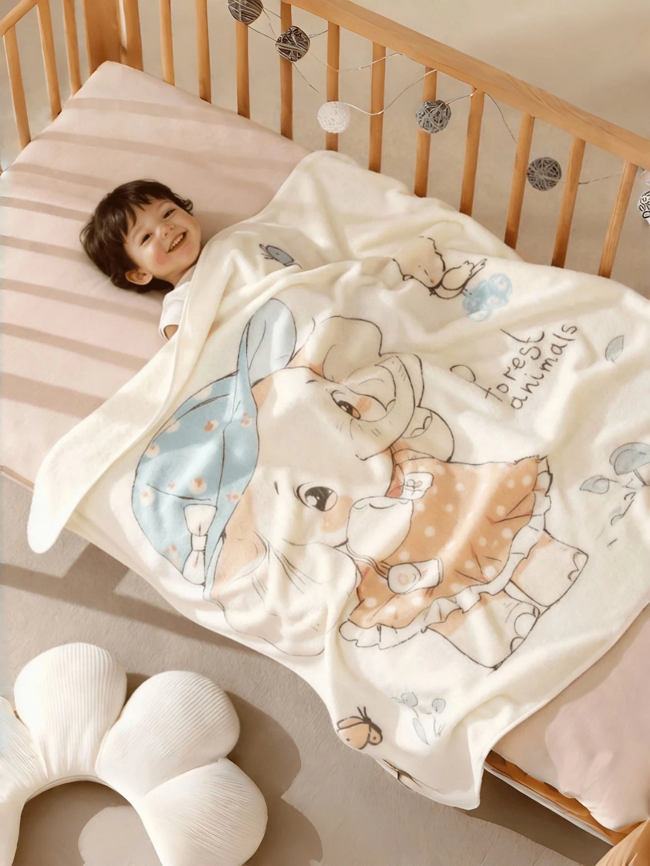 1pc Newborn Baby Blanket, Soft Infant Blanket Printed With Cute Cartoon Bear And Starfish Patterns- Comfortable Baby Swaddle, Machine Washable, Multiple Colors Available, Multifunctional Nursery Deco