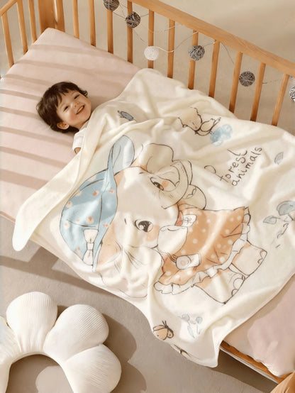 1pc Newborn Baby Blanket, Soft Infant Blanket Printed With Cute Cartoon Bear And Starfish Patterns- Comfortable Baby Swaddle, Machine Washable, Multiple Colors Available, Multifunctional Nursery Deco