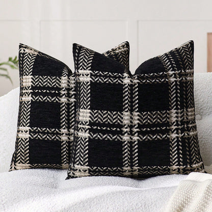 1pc (No Insert) Orange Scottish Plaid Pillow Case, Modern Fashionable Comfortable Soft Jacquard Chenille Multi-Color 3D Grid Cushion Cover, Suitable For Daily Home Decor, Sofa, Bed, Bedroom, Living Ro