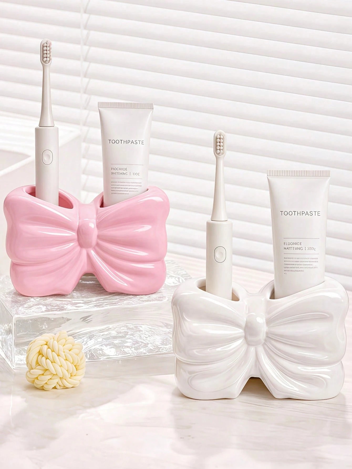 1pc Nordic Bow-Knot Toothbrush Holder, Electric Toothbrush Stand, Cosmetic Storage Rack, Toothbrush Organizer, Home Desktop Decor, Elegant Room Decor, Home Decor, Space-Saving Storage, For Kitchen, Ba