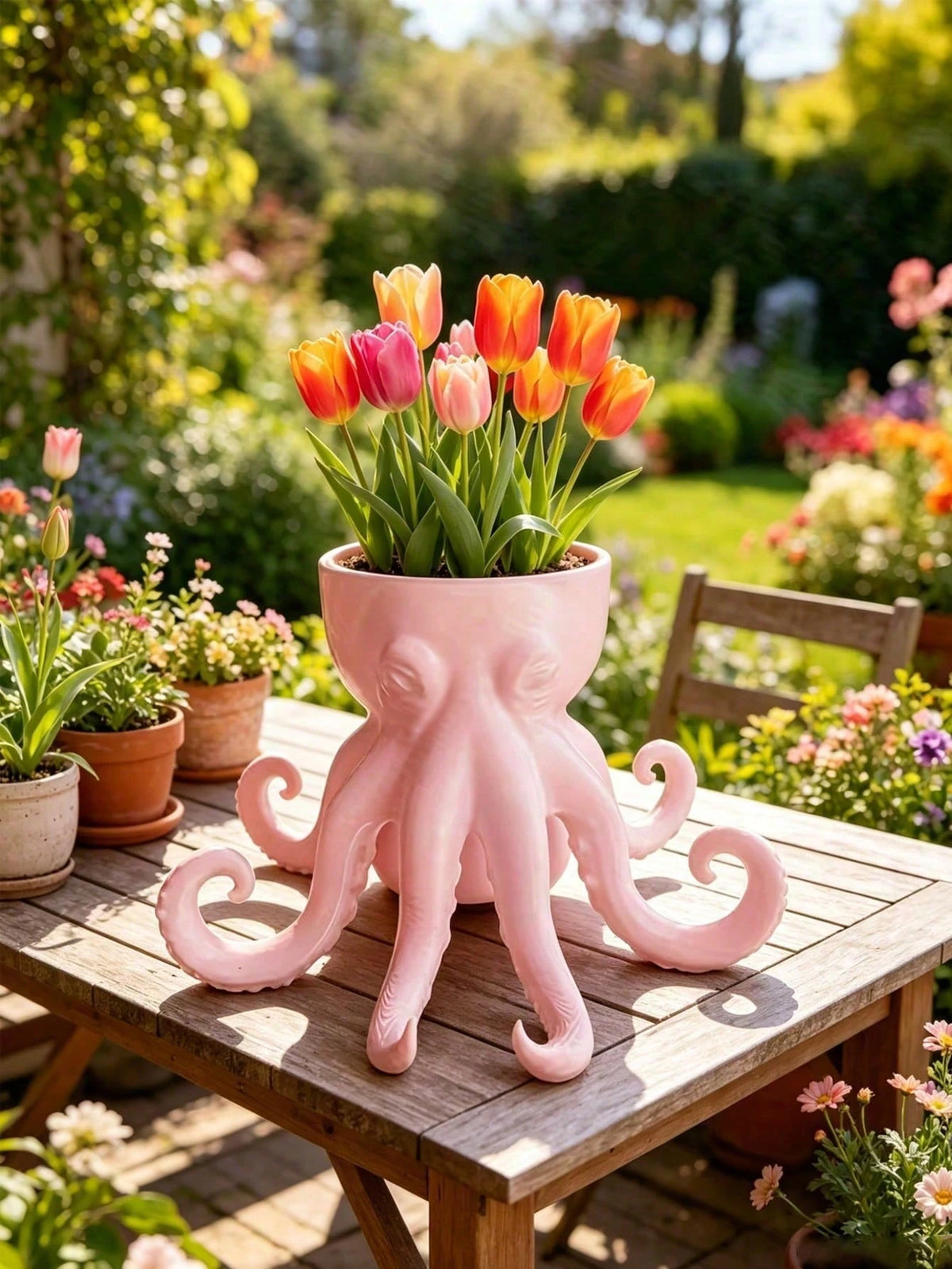 1pc Octopus Shaped Planter, Creative Succulent Plant Pot, Waterproof Octopus Planter & Desktop Storage, Suitable For Succulents, Herbs, Flowers, Vegetables, Indoor/Outdoor Gardening Decor, Desktop Sto