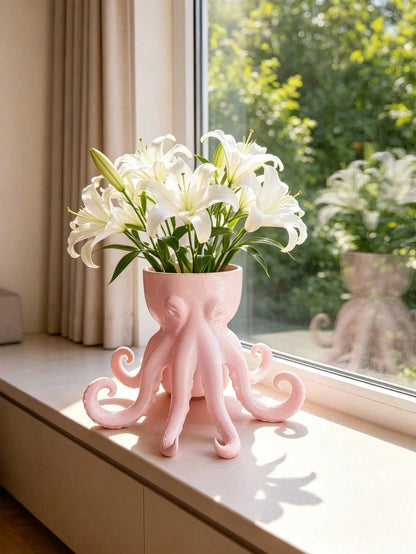 1pc Octopus Shaped Planter, Creative Succulent Plant Pot, Waterproof Octopus Planter & Desktop Storage, Suitable For Succulents, Herbs, Flowers, Vegetables, Indoor/Outdoor Gardening Decor, Desktop Sto