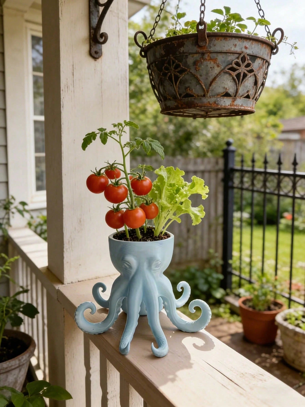 1pc Octopus Shaped Planter, Creative Succulent Plant Pot, Waterproof Octopus Planter & Desktop Storage, Suitable For Succulents, Herbs, Flowers, Vegetables, Indoor/Outdoor Gardening Decor, Desktop Sto