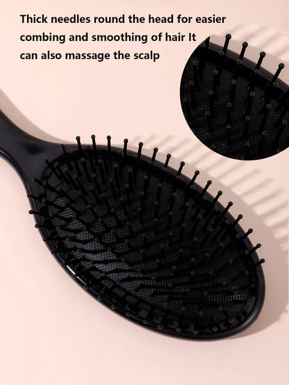 1pc Oval Massage Air Cushion Comb, Plastic Material, Easily Detangles Hair, Suitable For Blow Drying And Straightening, Air Cushion Brush For All Hair Types Including Thick/Curly/Thin/Long/Short, Dry