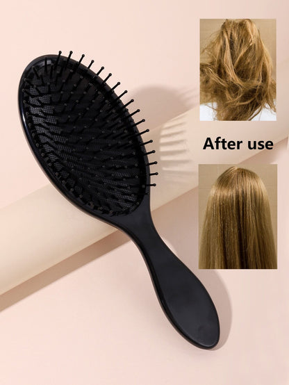 1pc Oval Massage Air Cushion Comb, Plastic Material, Easily Detangles Hair, Suitable For Blow Drying And Straightening, Air Cushion Brush For All Hair Types Including Thick/Curly/Thin/Long/Short, Dry