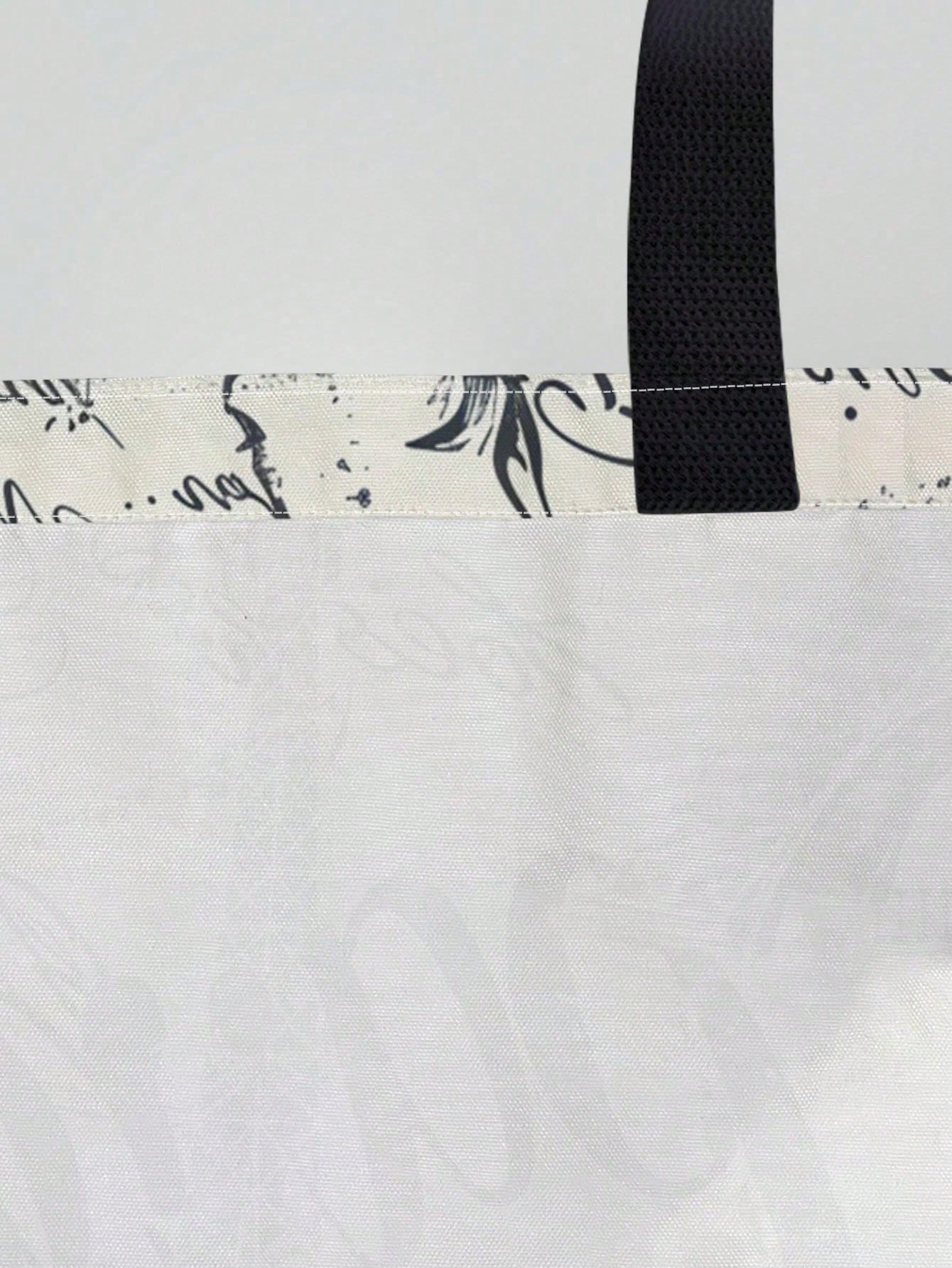 1pc Paris Eiffel Tower Print Fashion Casual Women's Shoulder Tote Bag, Portable Large Capacity Polyester Canvas Bag, Suitable For Daily Commute, Shopping, Etc., Gift For Family