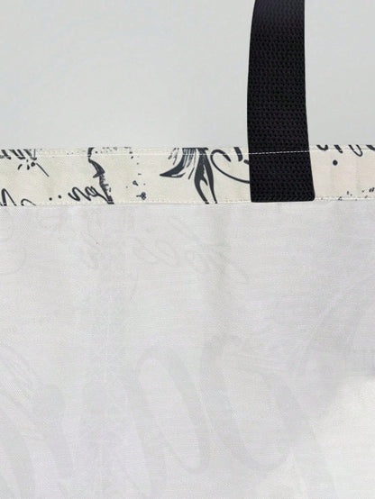 1pc Paris Eiffel Tower Print Fashion Casual Women's Shoulder Tote Bag, Portable Large Capacity Polyester Canvas Bag, Suitable For Daily Commute, Shopping, Etc., Gift For Family