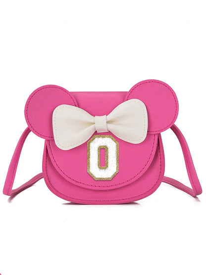 1pc Personalized Letter Novelty Wallet Mouse Ear Bow Girls Crossbody Bag